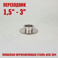 Переходник кламп-кламп укороченный 1,5" - 3"